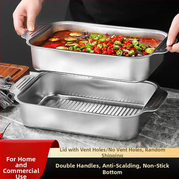 Плоча за грил риба от неръждаема стомана, квадратна, с дръжка за безопасност, електроплакирана повърхност, мултифункционална, за дома и професионално ползване