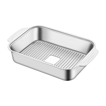 Плоча за грил риба от неръждаема стомана, квадратна, с дръжка за безопасност, електроплакирана повърхност, мултифункционална, за дома и професионално ползване