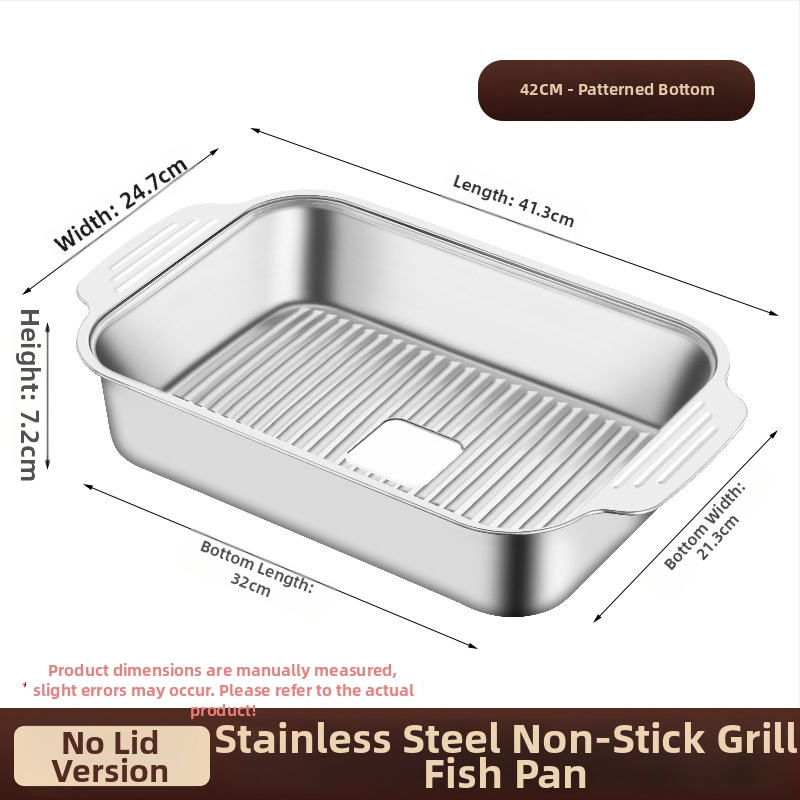 Плоча за грил риба от неръждаема стомана, квадратна, с дръжка за безопасност, електроплакирана повърхност, мултифункционална, за дома и професионално ползване