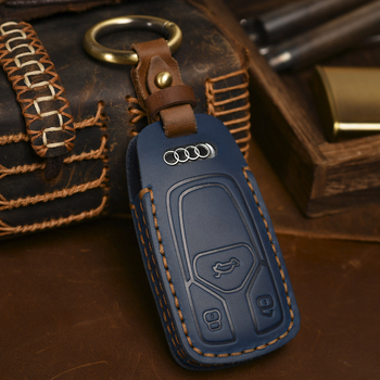 Husă cheie auto – din piele de vită, stil retro; compatibilă cu cheile Audi Q5/Q7, personalizare disponibilă, etichetă privată licențiată