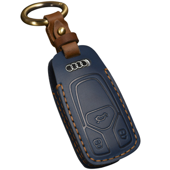 Husă cheie auto – din piele de vită, stil retro; compatibilă cu cheile Audi Q5/Q7, personalizare disponibilă, etichetă privată licențiată