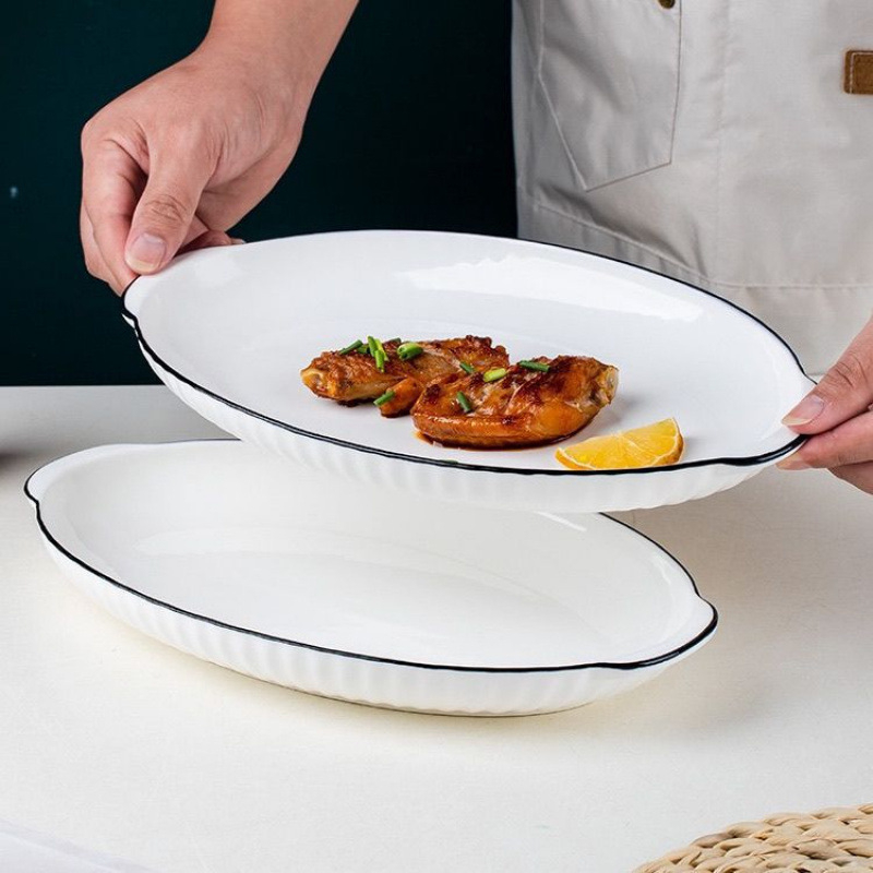 Keramikas plāksne zivju tvaicēšanai, augstas kvalitātes mājas lietošanai, rūpnieciski ražots