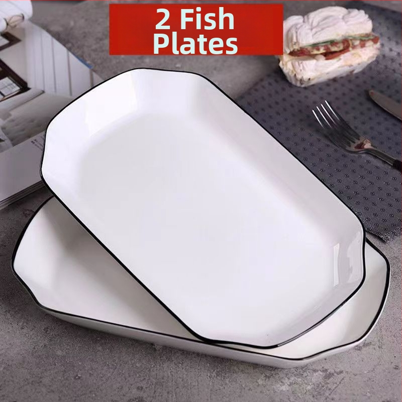 Keramikas plāksne zivju tvaicēšanai, augstas kvalitātes mājas lietošanai, rūpnieciski ražots