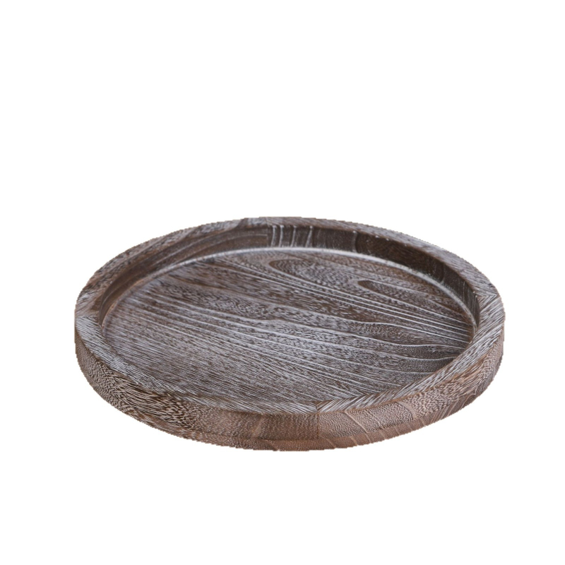 Кръгъл дървен поднос от паулония, модерен минималистичен стил, възможност за печат на лого и персонализация
