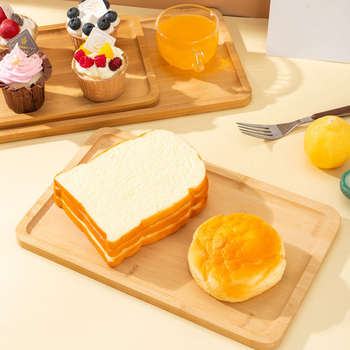 Японски стил дървен поднос, правоъгълна форма, модерен минимализъм, еднотонна повърхност, подходящ за микровълнова печка