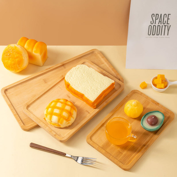 Японски стил дървен поднос, правоъгълна форма, модерен минимализъм, еднотонна повърхност, подходящ за микровълнова печка