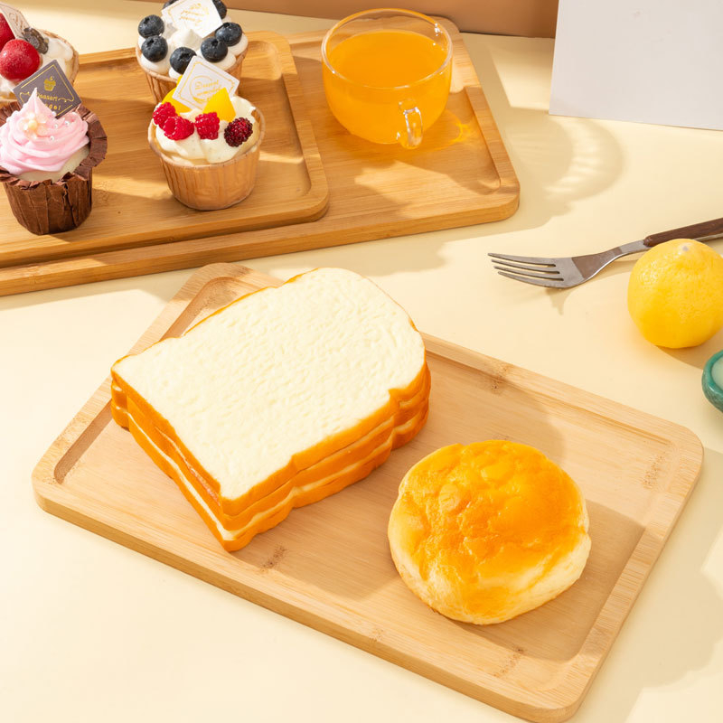 Японски стил дървен поднос, правоъгълна форма, модерен минимализъм, еднотонна повърхност, подходящ за микровълнова печка