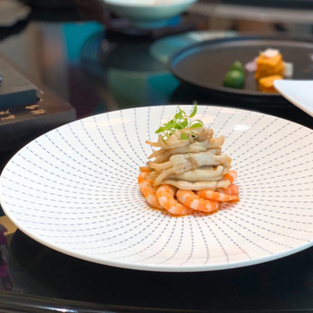 Порцеланова кръгла плитка чиния за студени ястия, китайски стил, флорални мотиви, фюжън дизайн, посуда за ресторанти/клубове