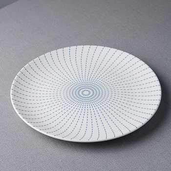 Порцеланова кръгла плитка чиния за студени ястия, китайски стил, флорални мотиви, фюжън дизайн, посуда за ресторанти/клубове