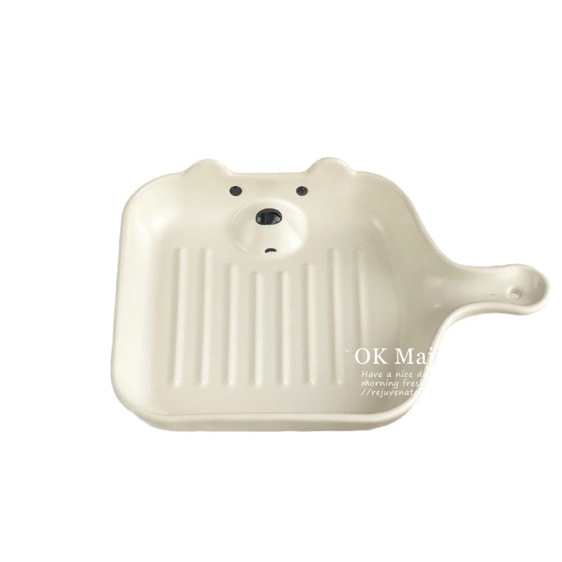 Farfurie de mic dejun din ceramică, formă neregulată, suprafață glazurată, compatibilă cu cuptorul cu microunde, stil proaspăt și drăguț.