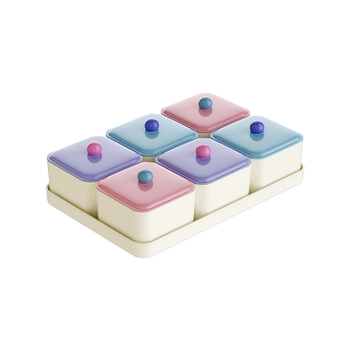 Platou pentru fructe din plastic, cu compartimente și capac, pentru sufragerie; marca Smell your heart, lansare 2024, stil simplu.