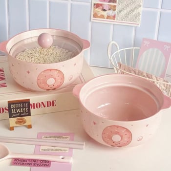 Kerámia tál tésztaételekhez fedővel, két füllel, nagy kapacitású, mikrohullámú sütőben használható