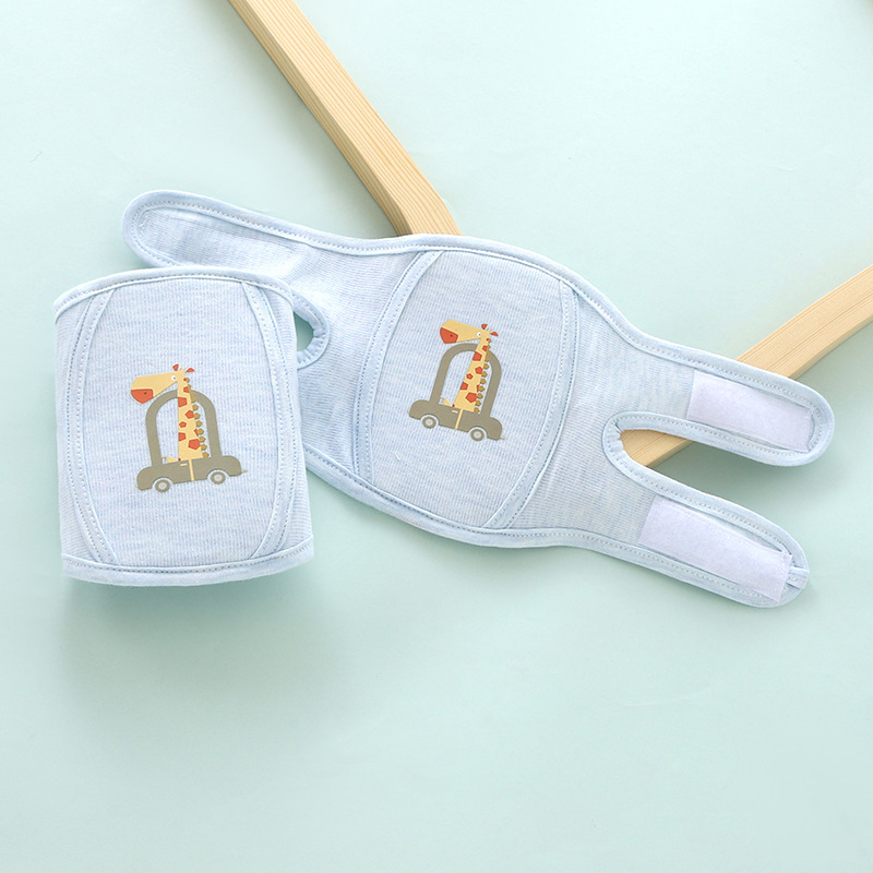 Mini angel térdvédők gyerekeknek, 0-3 évesek, pamut anyag, rajzolt minta, Velcro zárás, esés elleni védelem