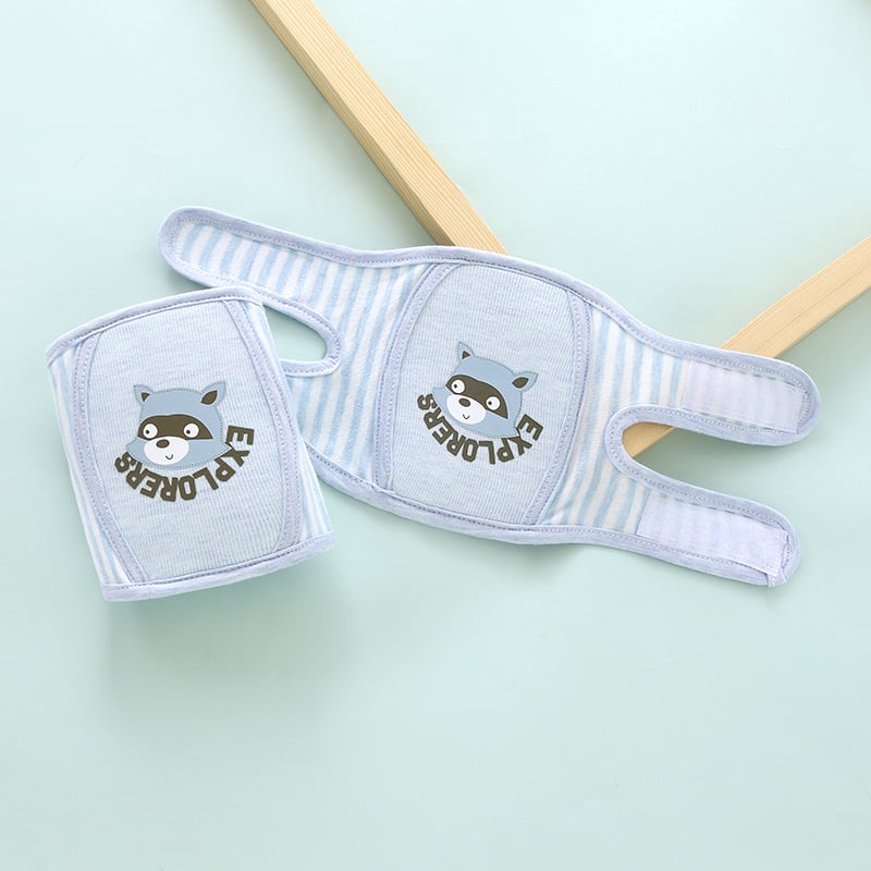 Mini angel térdvédők gyerekeknek, 0-3 évesek, pamut anyag, rajzolt minta, Velcro zárás, esés elleni védelem