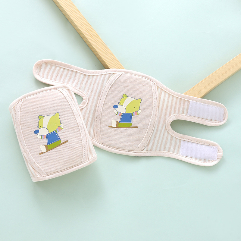 Mini angel térdvédők gyerekeknek, 0-3 évesek, pamut anyag, rajzolt minta, Velcro zárás, esés elleni védelem