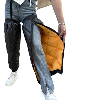 Kerékpározáshoz térdvédők — téli meleg, szélvédő, felnőtteknek, PU, arany velúr és báránygyapjú