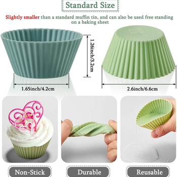 Силиконови чаши за мъфини, кръгли, 12 броя, за печене