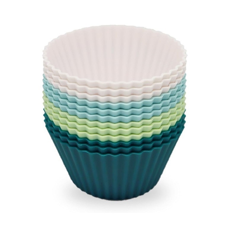 Силиконови чаши за мъфини, кръгли, 12 броя, за печене