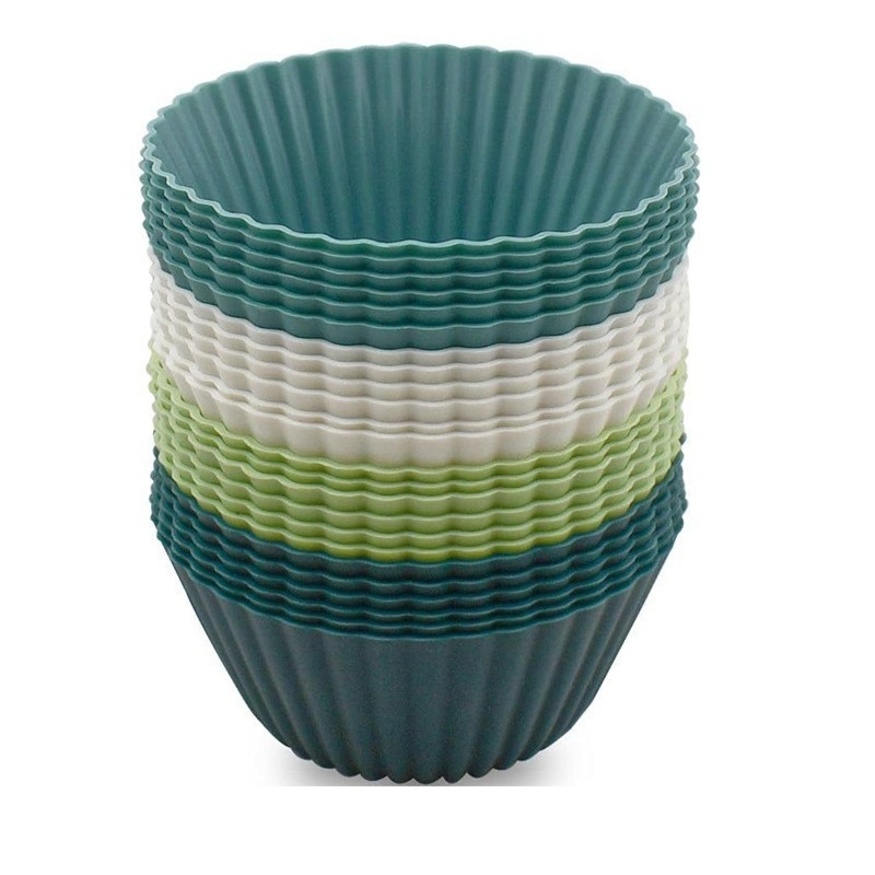Силиконови чаши за мъфини, кръгли, 12 броя, за печене