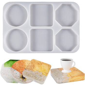 Szilikon poháralátét forma, 6 rekesz, kör alakú korong, gyanta öntéséhez