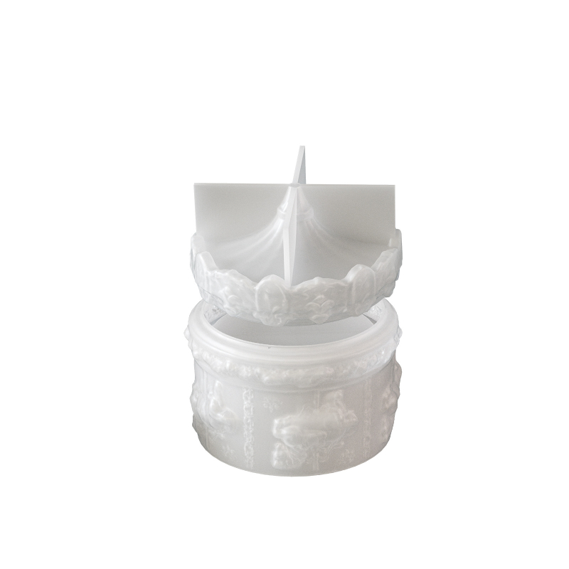 Silicone mold za epoksidnu smolu – kružnog oblika s reljefnim drvenim konjem, moderan minimalistički stil, pogodno za gips i smolu