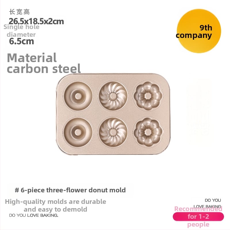 Mittekleepuvad vormid sõõrikute jaoks, ploomiõie disain, süsinikterasest küpsetamiseks, 6 või 12 kambriga