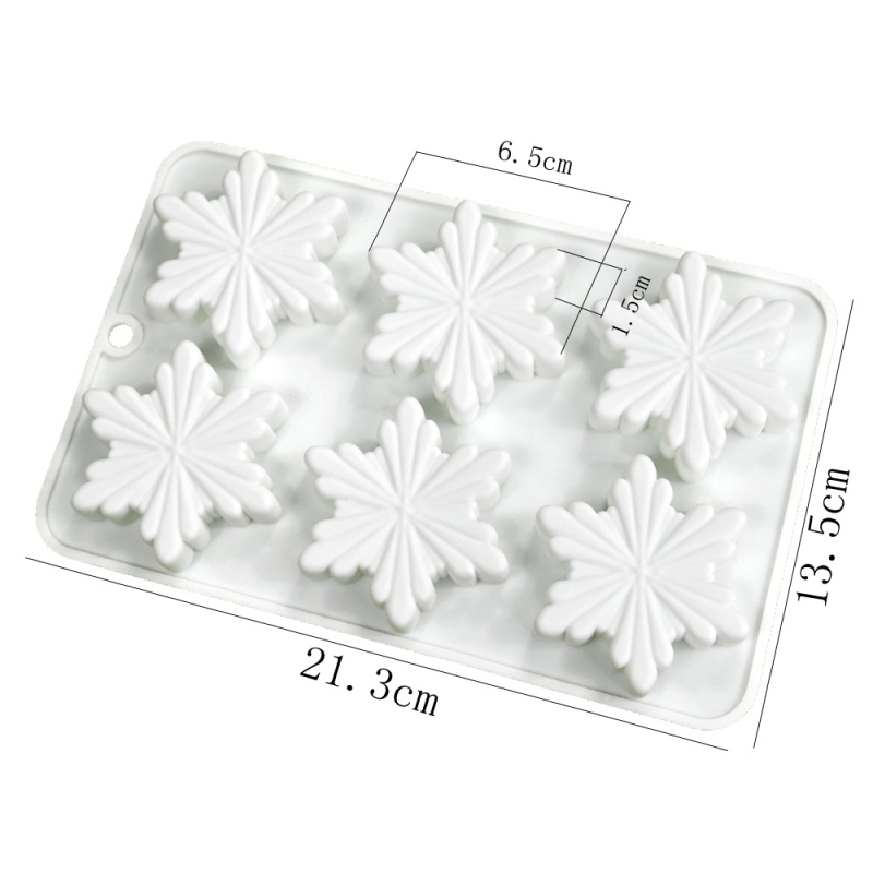 Set od 6 silikonskih kalupa s motivom snježne pahulje za fondant, ukrašavanje torti, čokoladu i izradu svijeća
