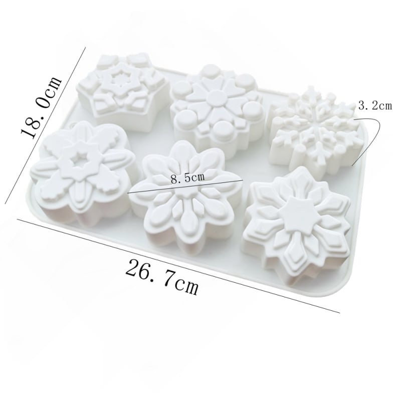 Set od 6 silikonskih kalupa s motivom snježne pahulje za fondant, ukrašavanje torti, čokoladu i izradu svijeća