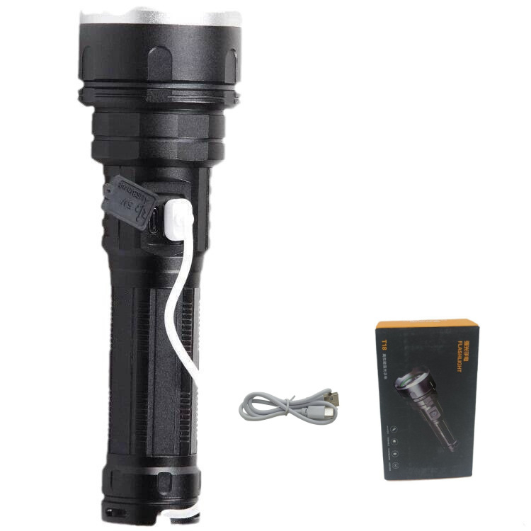 Lanternă LED cu corp din aliaj de aluminiu, 1800 mAh, 10 W, rotație la 360°, rază 200-500 m