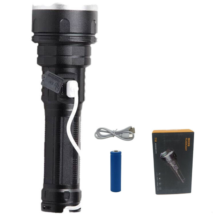 Lanternă LED cu corp din aliaj de aluminiu, 1800 mAh, 10 W, rotație la 360°, rază 200-500 m