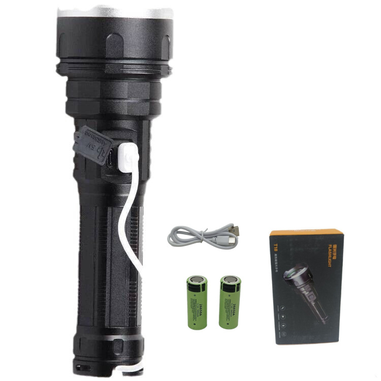 Lanternă LED cu corp din aliaj de aluminiu, 1800 mAh, 10 W, rotație la 360°, rază 200-500 m