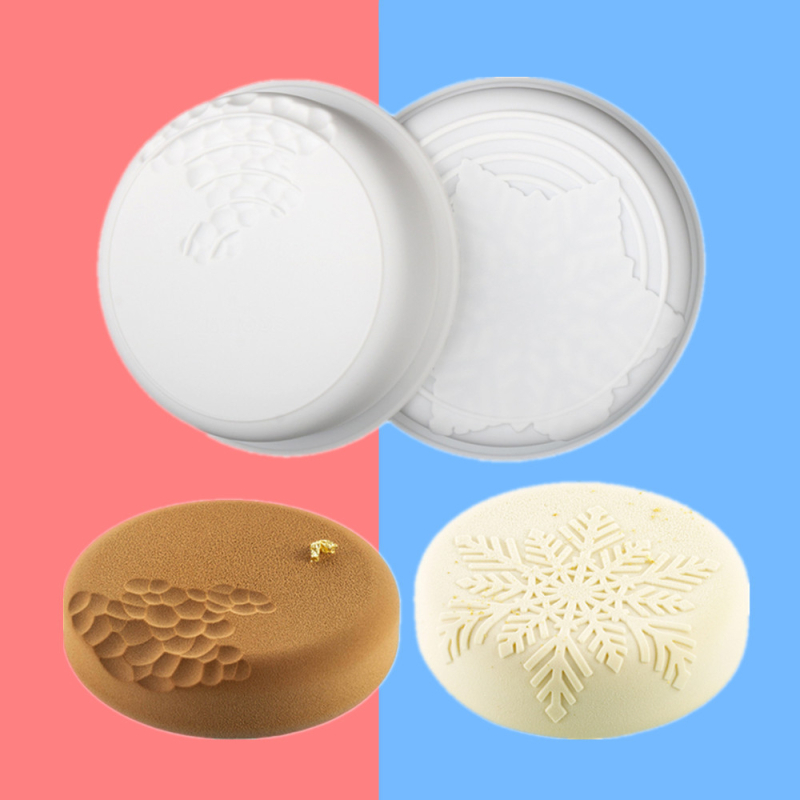 Kružna silikonska forma za mousse tortu s motivom snježne pahulje, za pečenje, čokoladu i sapun