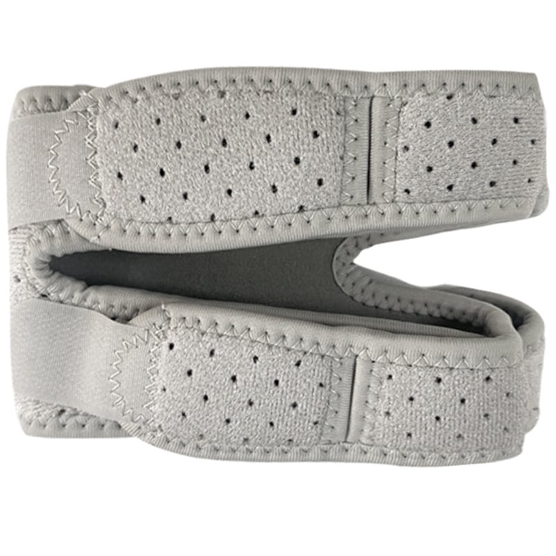 Νάρθηκας επιγονατίδας με συμπίεση, διαπνέων, απορροφά κραδασμούς, ρυθμιζόμενος και στις δύο κατευθύνσεις, για μπάσκετ, τρέξιμο και ορειβασία. Υλικό: πολυεστέρας + νάιλον + καουτσούκ