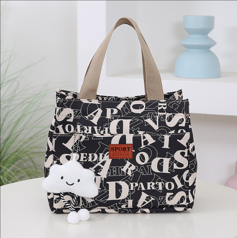 Geantă de mână, stil urban minimalist, material Oxford, formă orizontal pătrată, fermoar, buzunar interior pentru ID