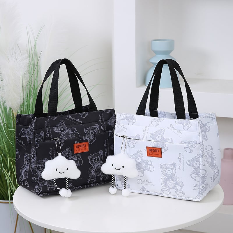 Geantă de mână, stil urban minimalist, material Oxford, formă orizontal pătrată, fermoar, buzunar interior pentru ID