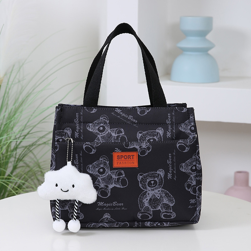 Geantă de mână, stil urban minimalist, material Oxford, formă orizontal pătrată, fermoar, buzunar interior pentru ID