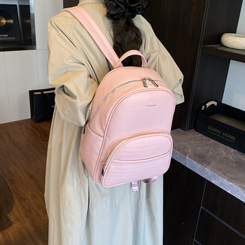 Ženski PU kožni ruksak, 2025 novi korejski stil, casual, velik kapacitet, mali ramenski ruksak