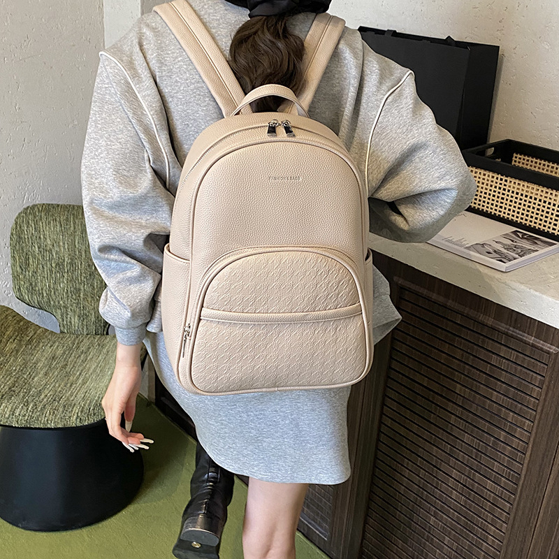 Ženski PU kožni ruksak, 2025 novi korejski stil, casual, velik kapacitet, mali ramenski ruksak