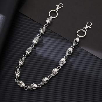 Unisex metalinė juostinė grandinė su kaukolės dizainu, elektroplatingas ir titano kristalai