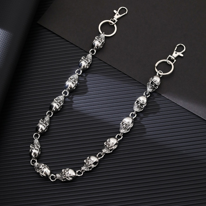 Unisex metalinė juostinė grandinė su kaukolės dizainu, elektroplatingas ir titano kristalai