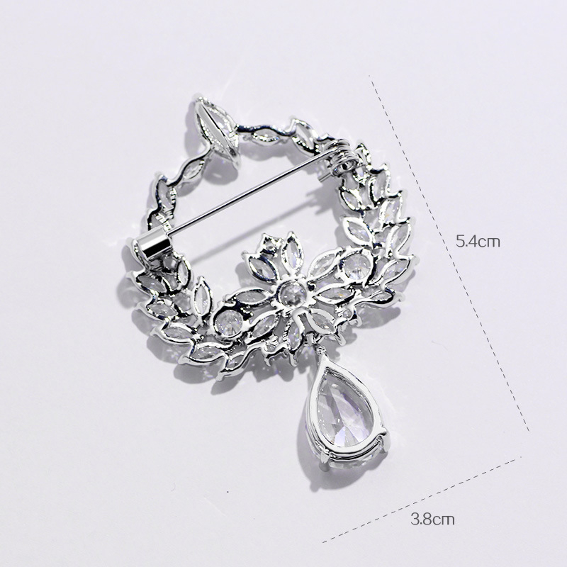 Брошка Thousand Clan Silver — Медна циркониева цветна клонка, Rococo стил, животинска форма, украса