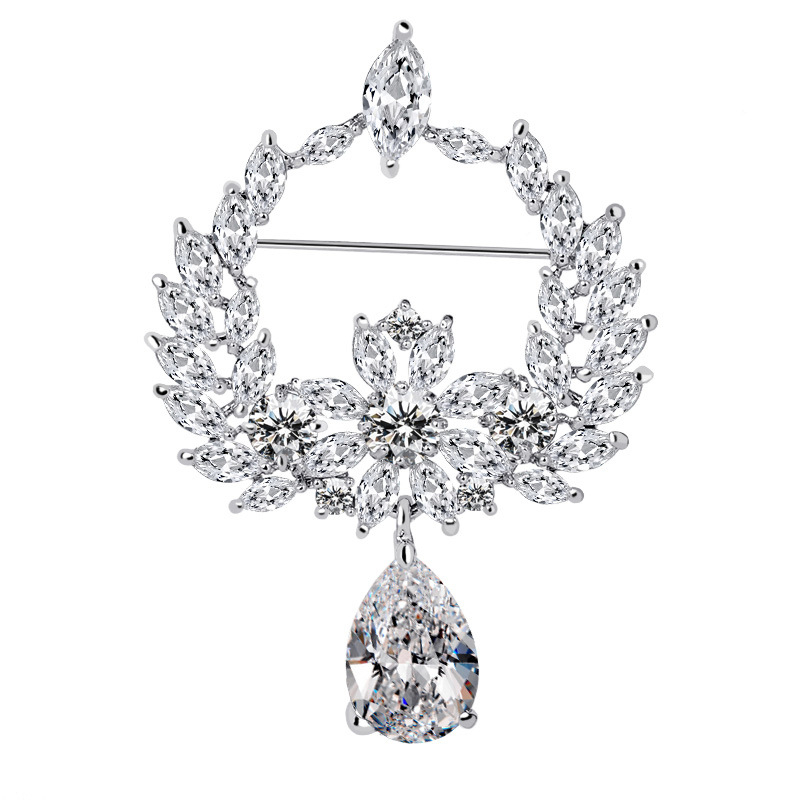 Брошка Thousand Clan Silver — Медна циркониева цветна клонка, Rococo стил, животинска форма, украса