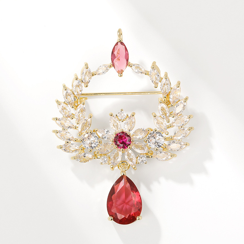 Брошка Thousand Clan Silver — Медна циркониева цветна клонка, Rococo стил, животинска форма, украса