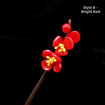 Puidust juukseklips lillemotiiviga glasuuriga (Materjal: Glass/Glaze; Stiil: Retro; Vormimine: Lilled; Kohandamine: Jah)