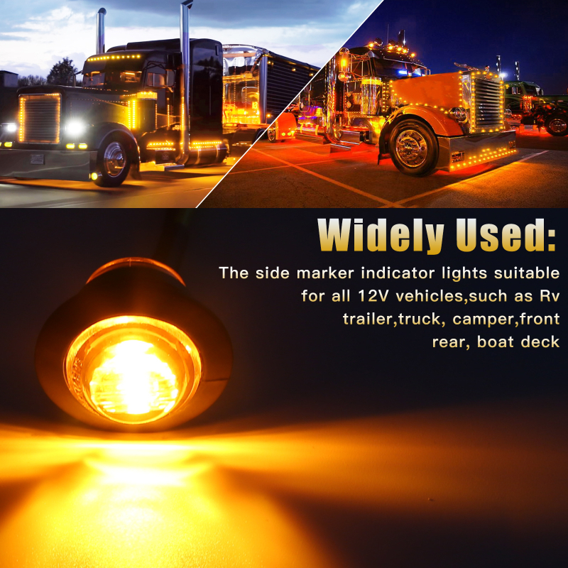 LED šoninis žibintas sunkvežimiui su indikatoriumi, 12V, 1.5W, 600 lm, tarnavimo laikas 30 000 valandų