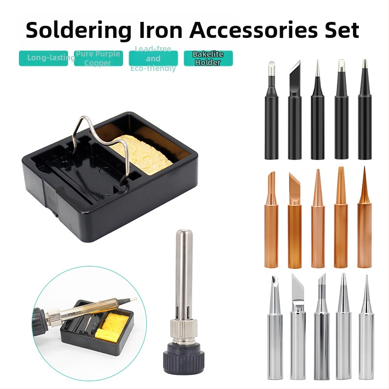 Suvirinimo geležies tipų rinkinys – 5 dalių komplektas su bakeliato laikikliu, modelis 936, įtrauktas 3 dalių surinkimas