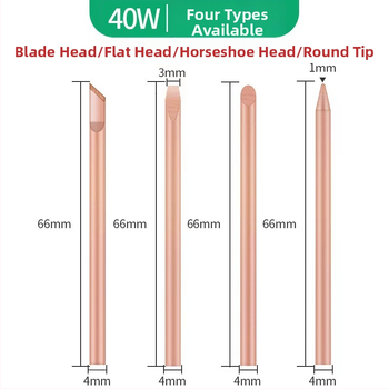 Jie Fei Tīra vara ārējās apkures lodēšanas uzgaļu komplekts, 30W/40W/60W, uzgaļi: asas, plakans un kājveida formā