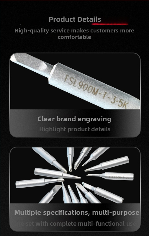 Bezolovni vrh za lemljenje, nožnog tipa, serija 900, elektroalkalijski bakar, 200–480°C