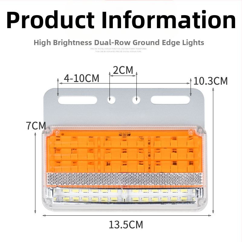 LED bočné svetlo nákladného auta, dvojradové, vodotesné, 24V, cúvacie svetlo