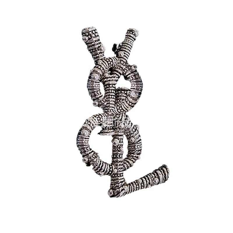 Медна брошка с буквен и геометричен дизайн, електроплатирана, дамски моден аксесоар